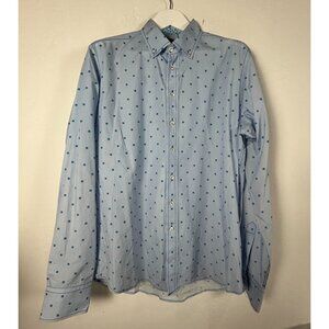 Georg Roth Los Angeles Mens XL Long Sleeve Button-Down Shirt Blue Square Print